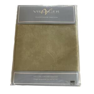 Liz Claiborne Villager Rectangle 60” X 144” Elegant Gold Damask Tablecloth NIP